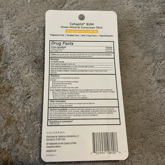 NWT Cetaphil Mineral Sunscreen Stick SPF 50 - Picture 2 of 5